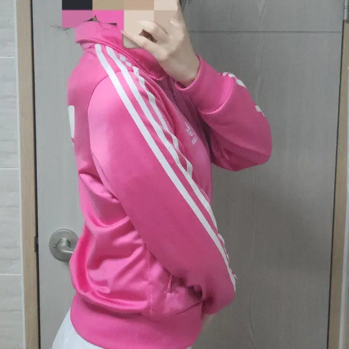 [BUNJANG] Adidas Firebird Track Jacket White Pink Size 100 / 아디다스 파이어버드 핑크 져지 흰핑 100 트랙탑 자켓 트레이닝 딸기우유