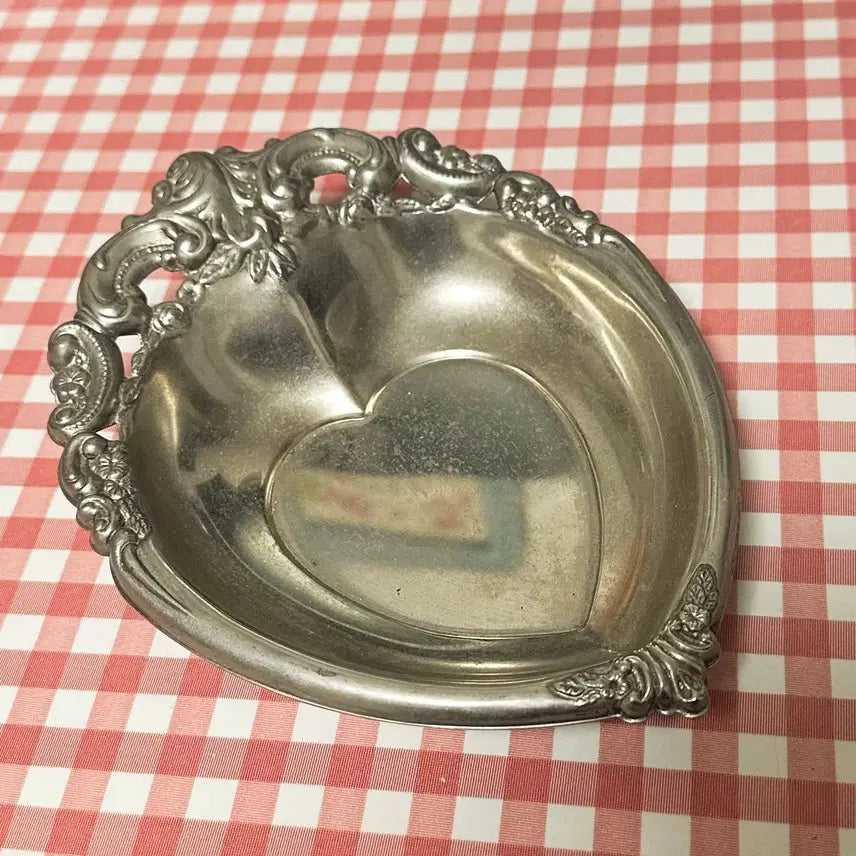 [BUNJANG] Vintage Heart Silverplate Tray / 빈티지 소품 하트 실버플레이트 트레이