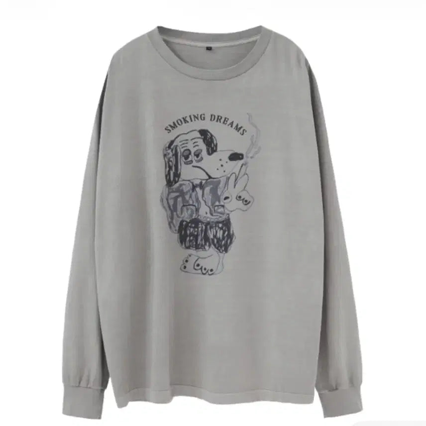 [BUNJANG] POLITERR x Hank "2" Blue Dog Vintage Grey Long Sleeve Shirt / (2)폴리테루 x 행크 롱슬리브 블루 독 빈티지 그레이-25ss