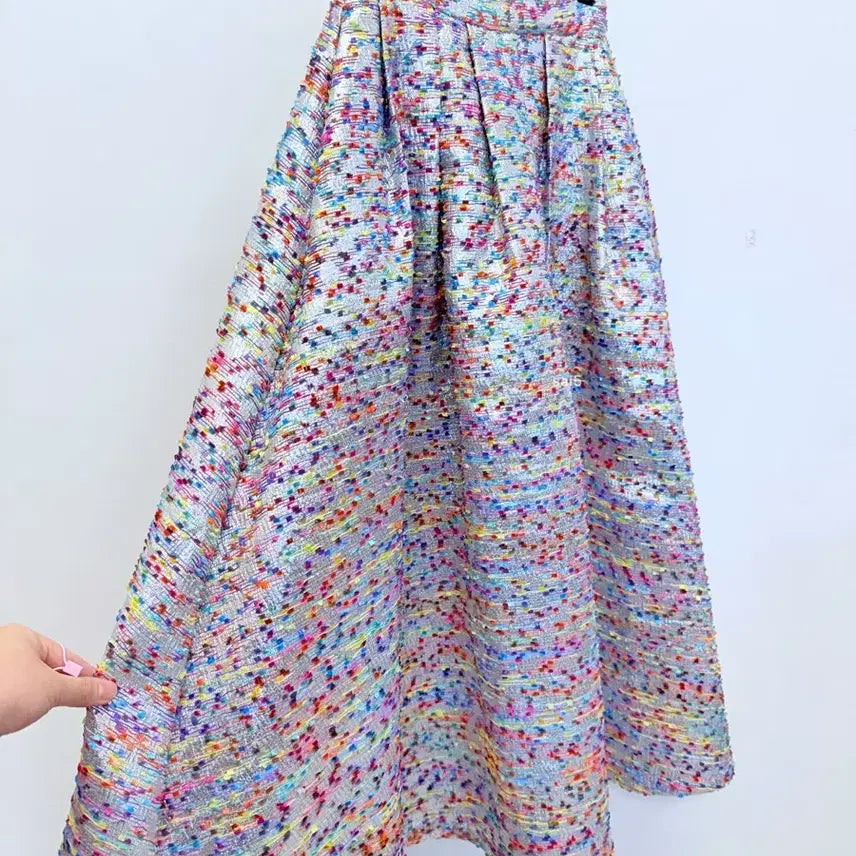 [BUNJANG] Banan &amp; J M-Line Tweed Skirt Silver XS / 반앤질 컬러 트위드 스커트 xs