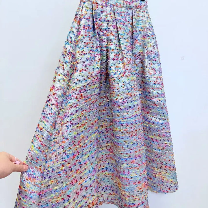[BUNJANG] Banan &amp; J M-Line Tweed Skirt Silver XS / 반앤질 컬러 트위드 스커트 xs