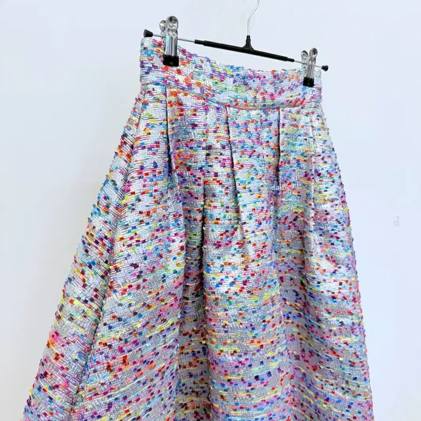 [BUNJANG] Banan &amp; J M-Line Tweed Skirt Silver XS / 반앤질 컬러 트위드 스커트 xs