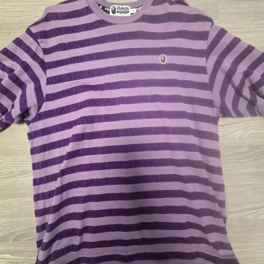 [BUNJANG] A Bathing Ape Purple Stripe Short Sleeve T-Shirt / A Bathing Ape 퍼플 스트라이프 반팔 티셔츠