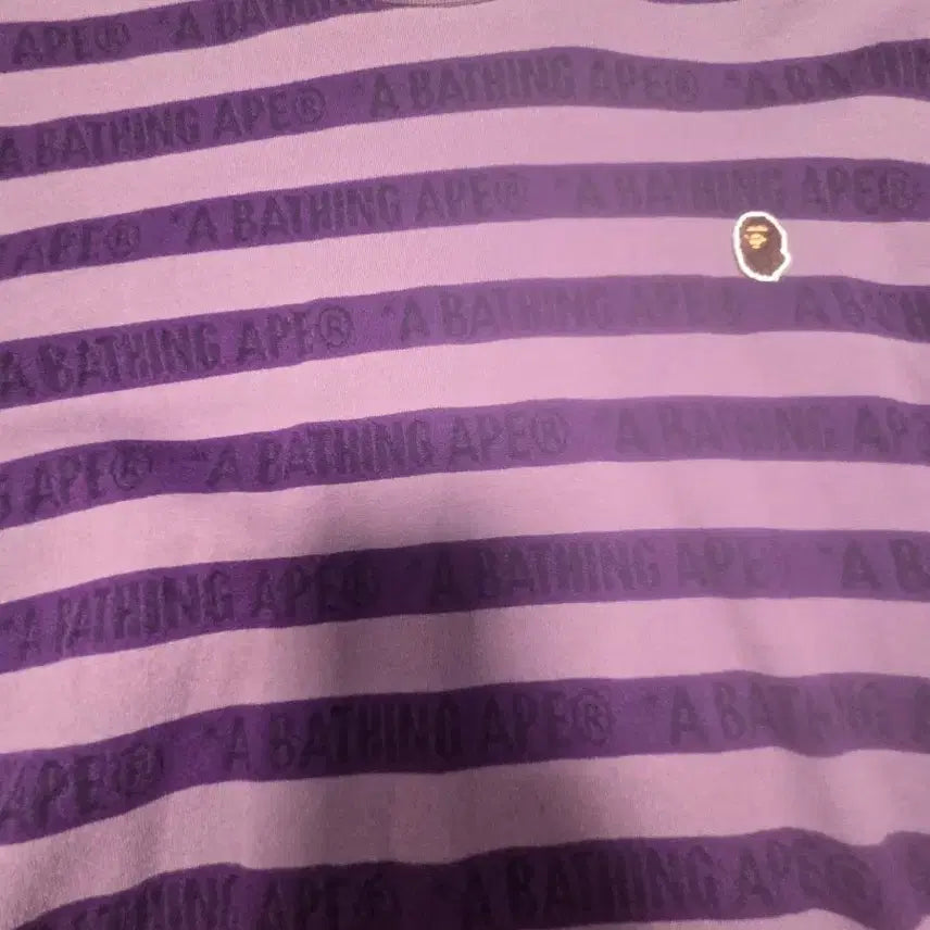 [BUNJANG] A Bathing Ape Purple Stripe Short Sleeve T-Shirt / A Bathing Ape 퍼플 스트라이프 반팔 티셔츠