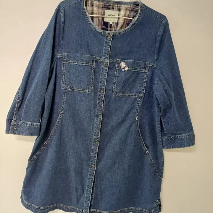 [BUNJANG] J.Sise Denim Long Shirt Jacket (Size 105, 4-Way Stretch) / 여성 지센. 청데님 롱 셔츠자켓 (사방스판105)