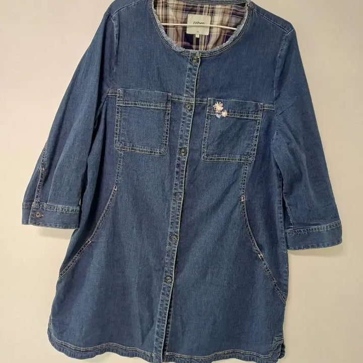 [BUNJANG] J.Sise Denim Long Shirt Jacket (Size 105, 4-Way Stretch) / 여성 지센. 청데님 롱 셔츠자켓 (사방스판105)