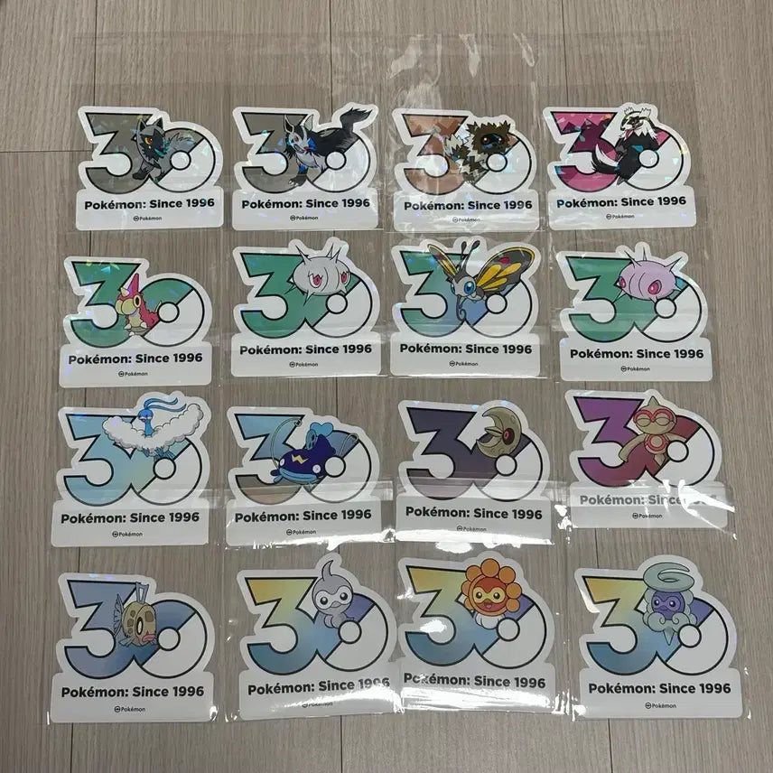 [BUNJANG] Pokemon 30th Anniversary Logo Sticker 70 Types Bundle Set / 포켓몬 30주년 로고 스티커 70종 일괄