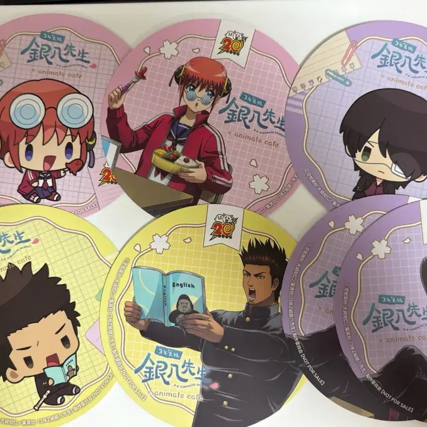 [BUNJANG] Gintama Ginpachi-sensei Animate Cafe Coaster Set / 은혼 긴파치 선생 애니메이트 카페 코스터 긴토키 카구라 콘도