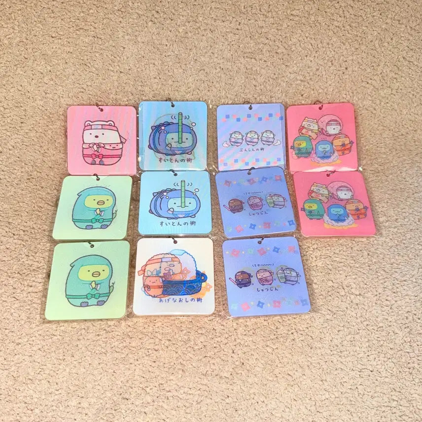 [BUNJANG] Sumikko Gurashi Tonkatsu &amp; Ebi Furai Ninja Lenticular Keychain / 스밋코구라시 돈카츠 에비후라이노싯포 닌자 렌티큘러 키링