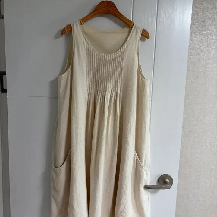 [BUNJANG] Vintage Sleeveless Linen Maxi Dress M / (일본 수입 빈티지)나시 원피스 롱 민소매 여름 마 린넨 M
