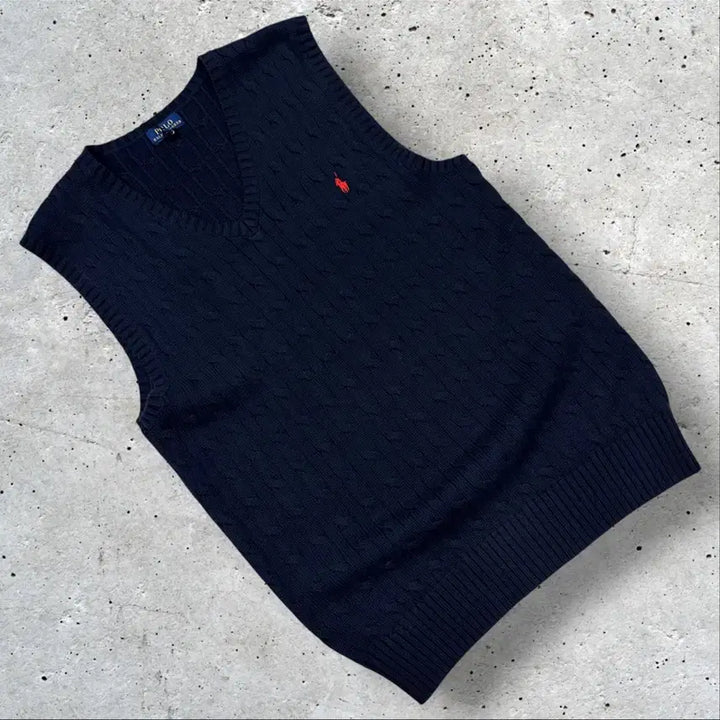 [BUNJANG] Polo Ralph Lauren Cable Knit Vest Navy XL / [XL] 폴로 랄프로렌 케이블 니트 조끼 네이비 E50