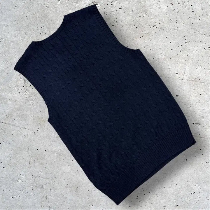 [BUNJANG] Polo Ralph Lauren Cable Knit Vest Navy XL / [XL] 폴로 랄프로렌 케이블 니트 조끼 네이비 E50