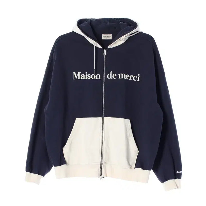 [BUNJANG] Maison de Merci Navy Color-Blocked Hooded Zip-Up Jacket L / 메종드메르시 네이비 배색 후드 집업 L