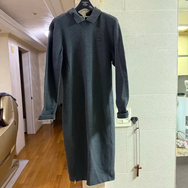 [BUNJANG] Lacoste Charcoal Gray Long Dress / 라코스테 차콜 그레이 롱 원피스
