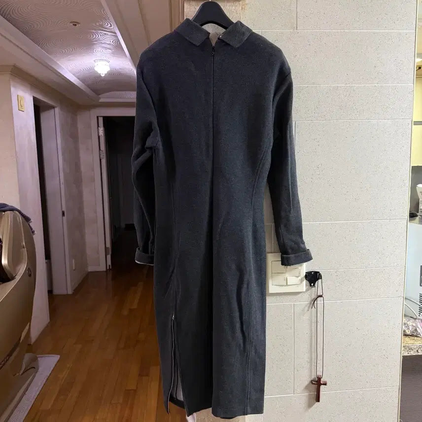 [BUNJANG] Lacoste Charcoal Gray Long Dress / 라코스테 차콜 그레이 롱 원피스