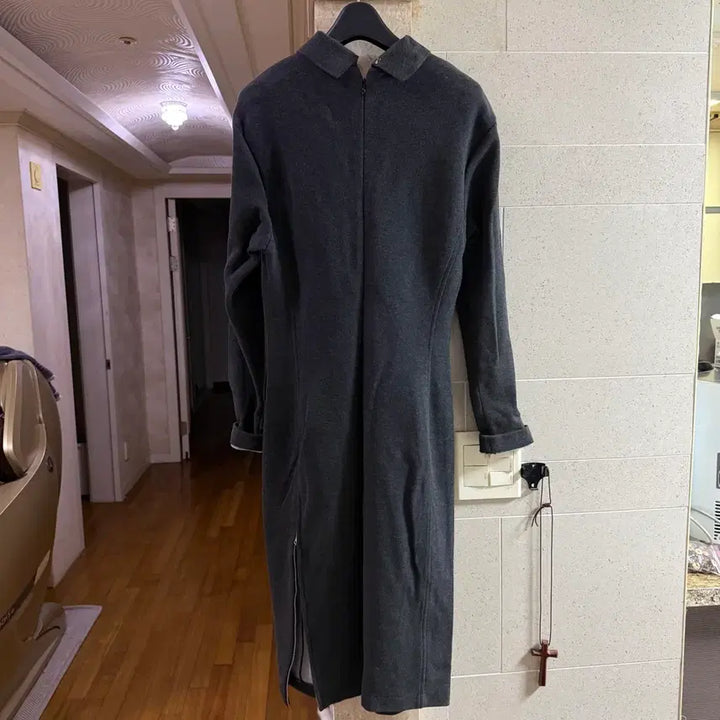 [BUNJANG] Lacoste Charcoal Gray Long Dress / 라코스테 차콜 그레이 롱 원피스
