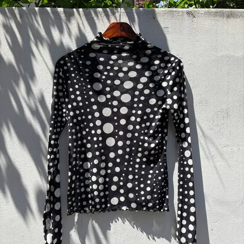 [BUNJANG] Shizuka Komuro Dot See-through Long Sleeve Shirt / 4298 SHIZUKA KOMURO 도트 시스루 롱 슬리브 JPN