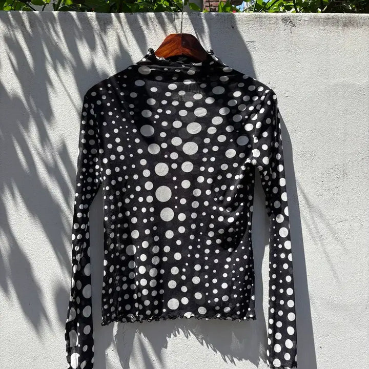 [BUNJANG] Shizuka Komuro Dot See-through Long Sleeve Shirt / 4298 SHIZUKA KOMURO 도트 시스루 롱 슬리브 JPN