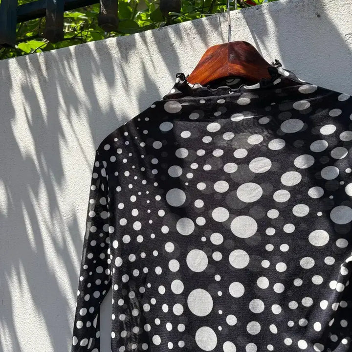 [BUNJANG] Shizuka Komuro Dot See-through Long Sleeve Shirt / 4298 SHIZUKA KOMURO 도트 시스루 롱 슬리브 JPN