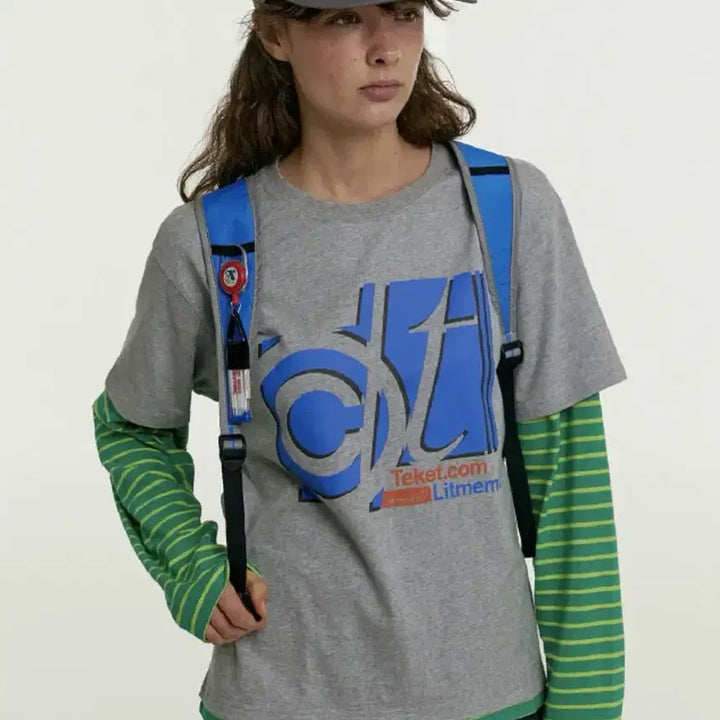 [BUNJANG] Teket Layered Stripe Short Sleeve Long Sleeve T-Shirt / Teket 테켓 레이어드 반팔 스트라이프 긴팔티