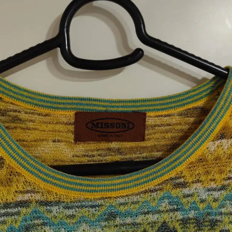 [BUNJANG] Missoni Multicolor Stripe Half Sleeve Knit / 미쏘니 멀티컬러 스트라이프 지그재그 반팔 니트