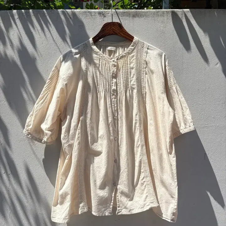 [BUNJANG] Cotton Pintuck Lace Mori Girl Blouse / 코튼 핀턱 레이스 모리걸 블라우스 JPN