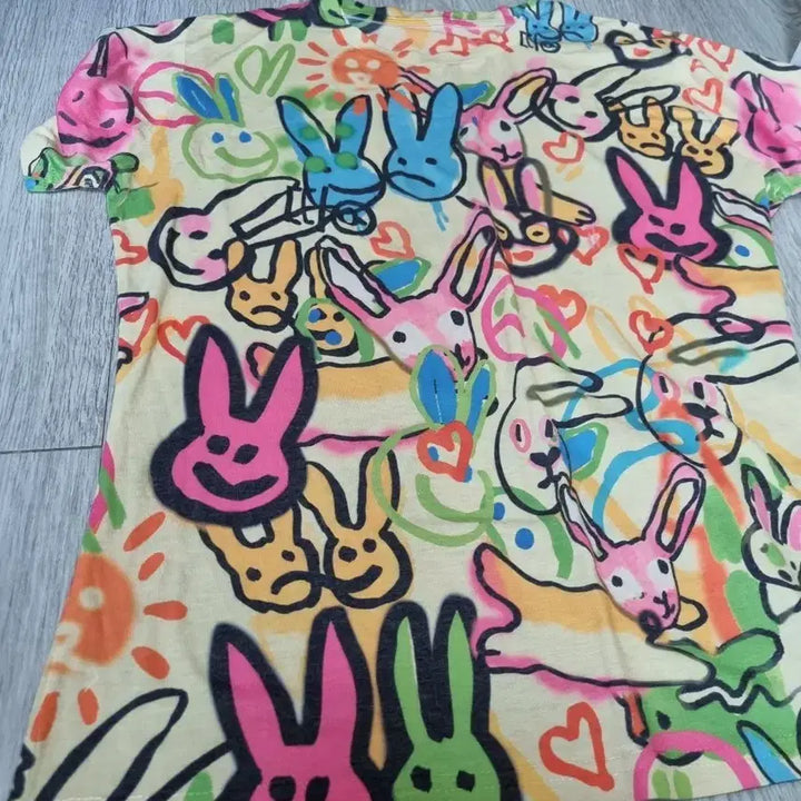 [BUNJANG] Rabbit Character Printing Short Sleeve T-Shirt / 토끼 캐릭터 프린팅 반팔 티셔츠