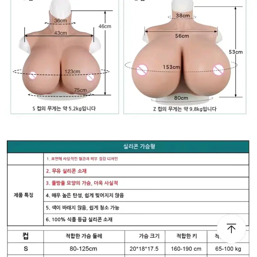 [BUNJANG] Realistic Silicone Chest Suit Z-Cup / 인조가슴 실리콘 가슴슈트 Z컵
