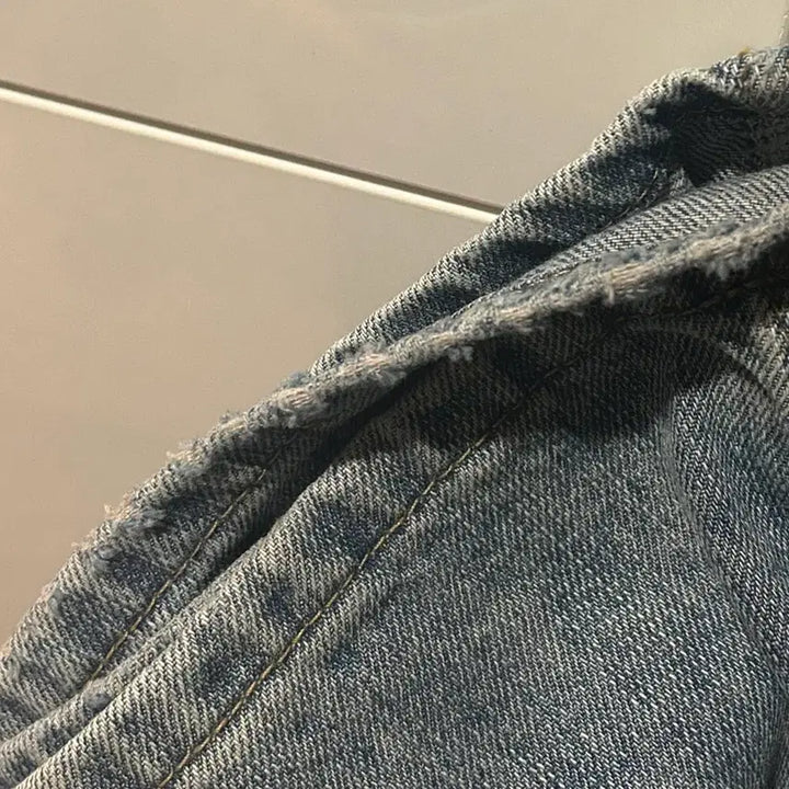 [BUNJANG] Ably Side Pintuck High-Waist Wide Denim Jeans / 에이블리 빈티지 워싱 사이드 핀턱 하이웨스트 와이드 데님 청바지