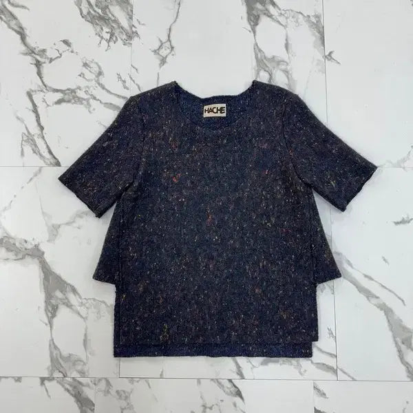 [BUNJANG] HACHE Navy Heathered Knit / HACHE 하쉬 네이비 보카시 니트