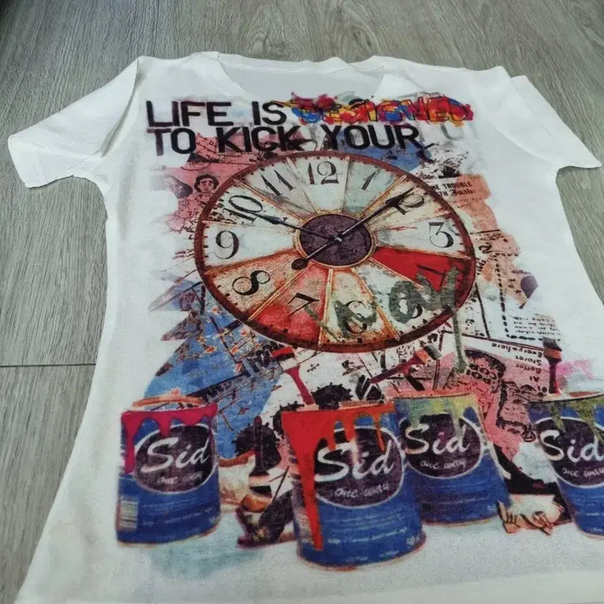 [BUNJANG] Graphic Print Short Sleeve T-Shirt / 프린팅 흰색 반팔 티셔츠