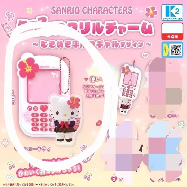 [BUNJANG] Sanrio Hello Kitty Heisei Kogal Acrylic Charm Keychain Gacha / 산리오 키티 헤이세이 코갸루 핸드폰 아크릴 참 키링 가챠