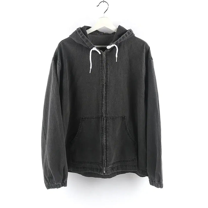 [BUNJANG] SPAO String Washing Hooded Denim Zip-Up XL / XL / 스파오 스트링 워싱 후드 데님 짚업 / B003P -002