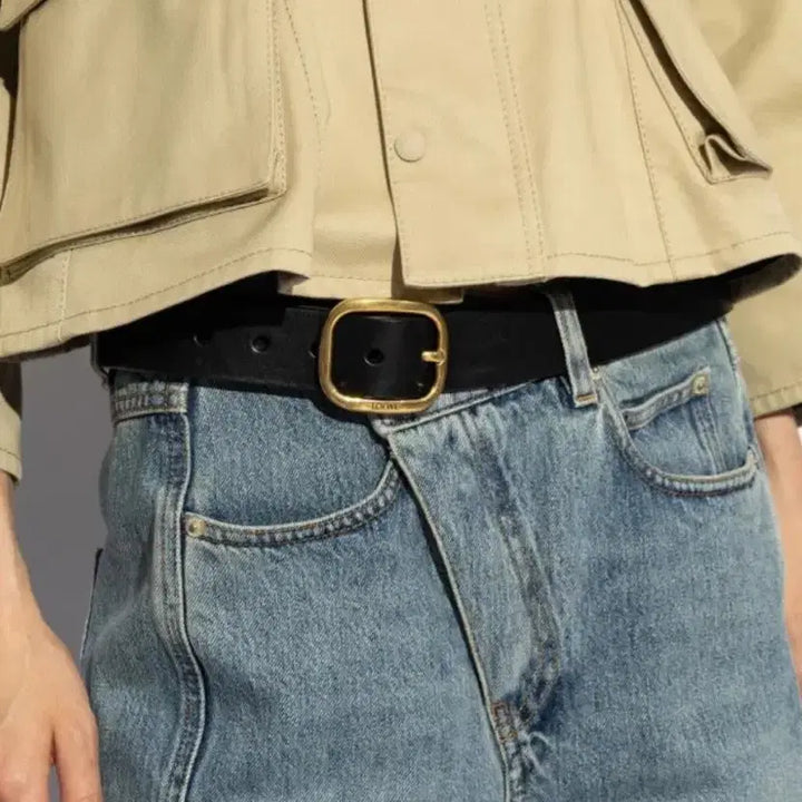 [BUNJANG] Loewe Engraved Gold Buckle Belt 35mm / 로에베 인그레이빙 골드 버클 벨트 35mm