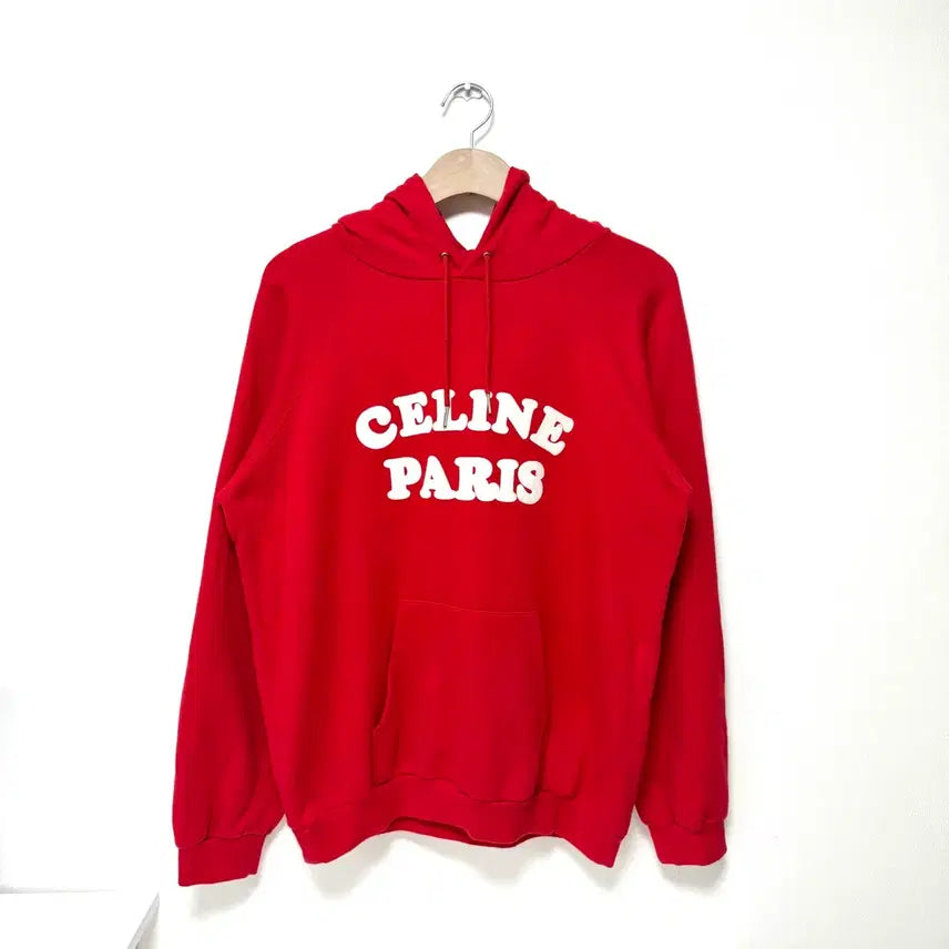 [BUNJANG] Celine Paris Logo Hoodie Red L / { L } 셀린느 파리스 로고 후드티