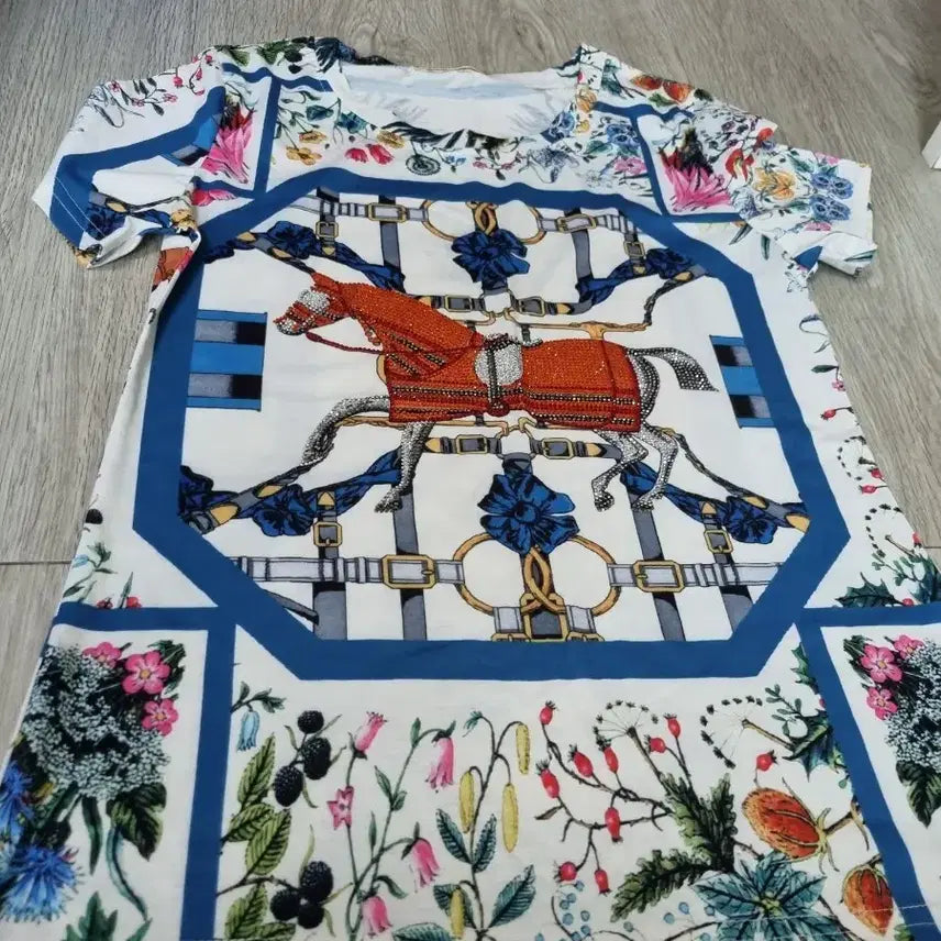 [BUNJANG] Flower Print Short Sleeve Midi Dress / 플라워 프린트 반팔 원피스