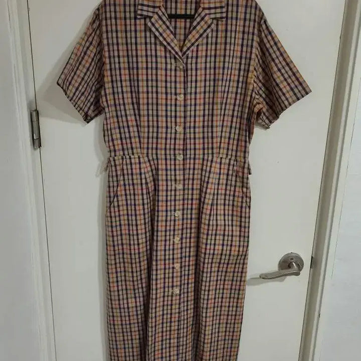 [BUNJANG] Daks Checked Short-Sleeve Shirt Dress / 88 닥스 체크 반팔 셔츠형 원피스
