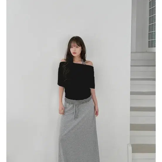 [BUNJANG] J Style Oberni Flowy Maxi Skirt Grey / 제이스타일 오베니 찰랑 맥시 스커트 그레이