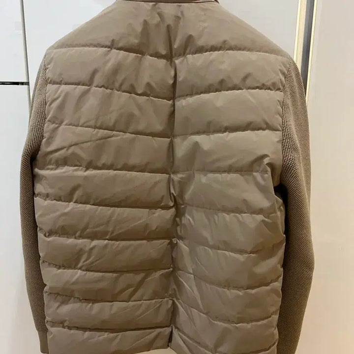 [BUNJANG] Lacoste Beige Knit Padded Jacket (Size 100-103) / 라코스테 베이지 니트패딩 100~103