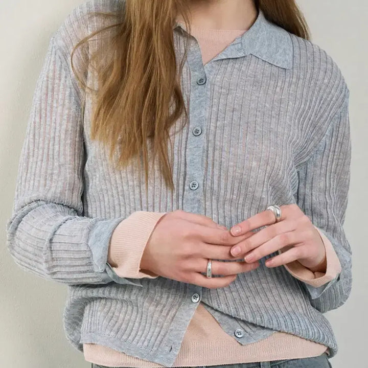 [BUNJANG] SJSJ Glitter Collar Knit Cardigan / (할인가)26ss 한섬 sjsj 글리터 칼라 니트 가디건