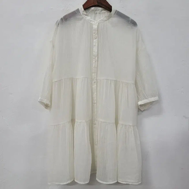 [BUNJANG] GU Sheer Shirt Dress / Gu 시스루 셔츠 원피스