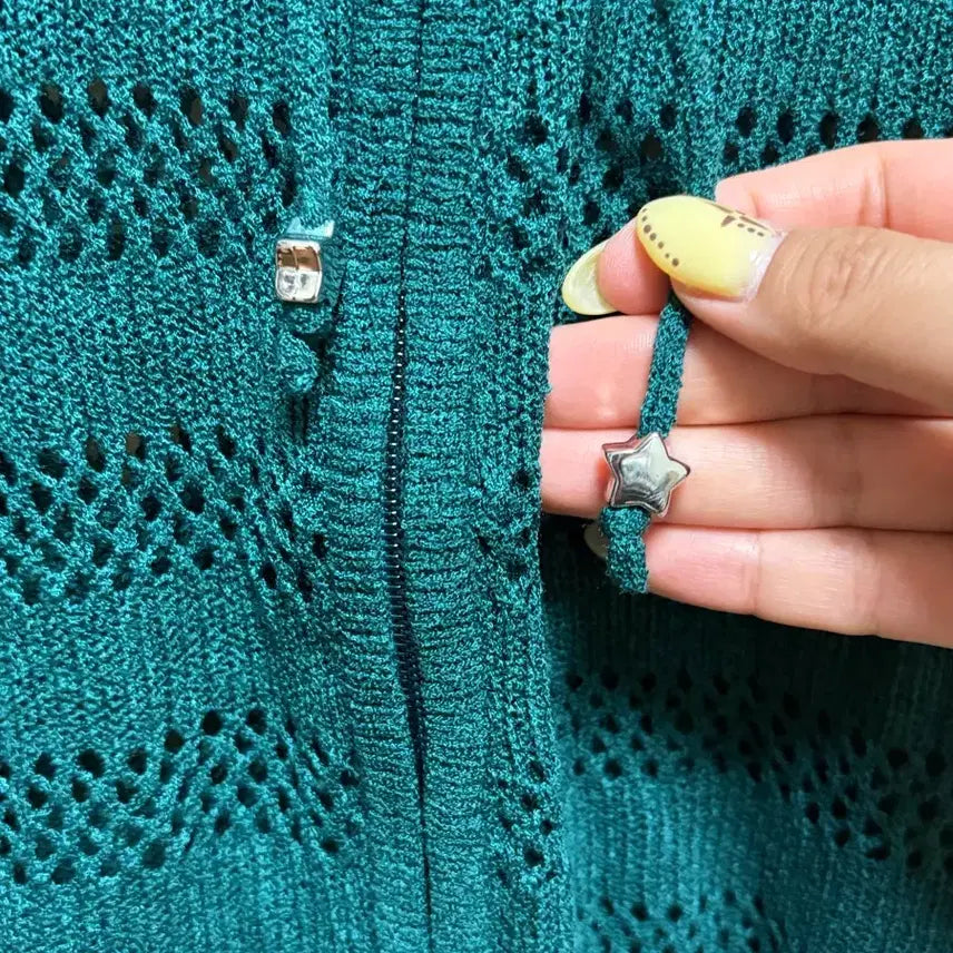 [BUNJANG] Morigirl Suzuko Half-Sleeve Knit Hood Zip-Up Cardigan / 모리걸 반팔니트후드집업 가디건 하구미 스즈코