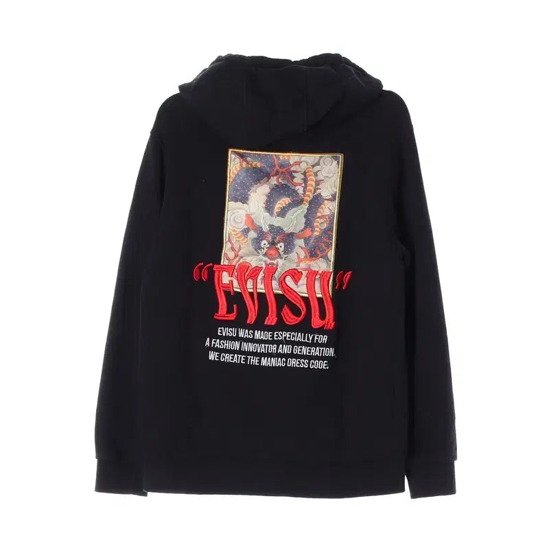 [BUNJANG] EVISU Black Oriental Back Printing Hooded Zip-Up L / 에비수 블랙 오리엔탈 백프린팅 후드집업 L