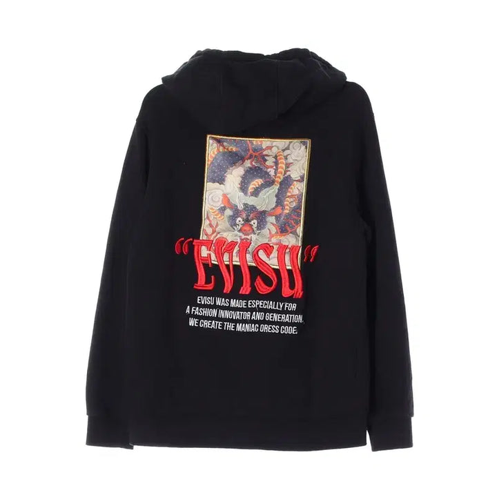 [BUNJANG] EVISU Black Oriental Back Printing Hooded Zip-Up L / 에비수 블랙 오리엔탈 백프린팅 후드집업 L