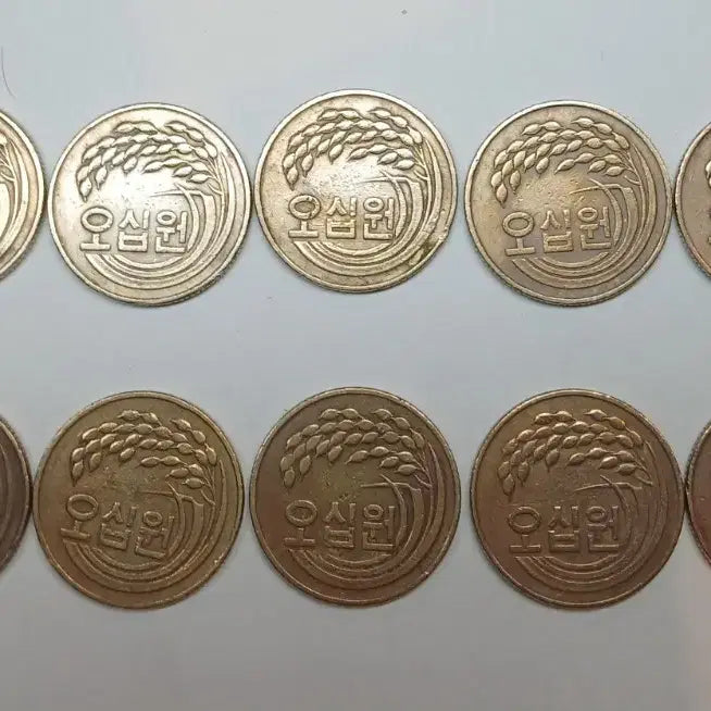 [BUNJANG] 1980 50 Won Coin Bundle Set (10 Coins) / 1980년 50원 동전 10개 일괄