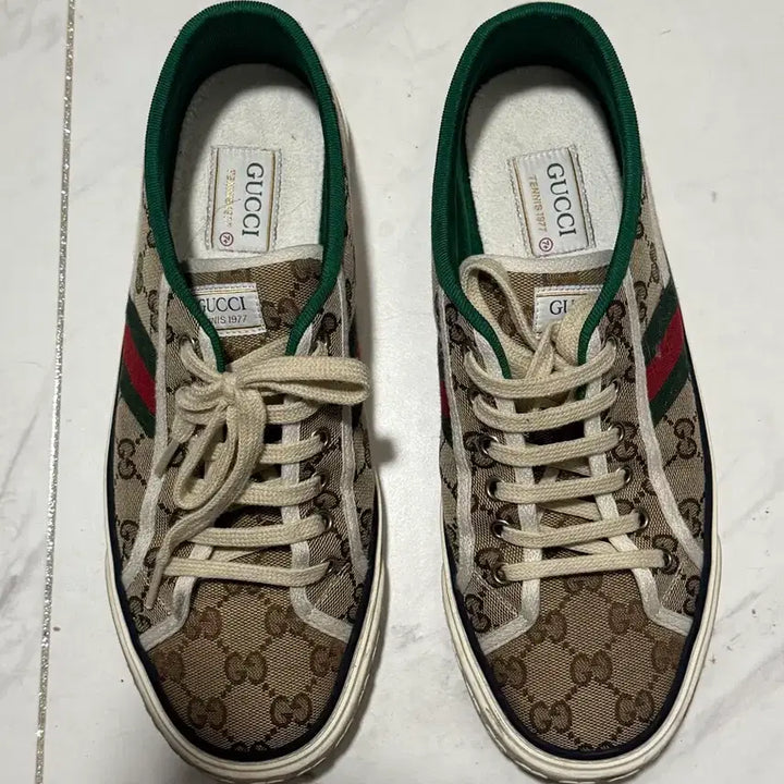 [BUNJANG] Gucci GG Tennis 1977 Sneakers Beige / 구찌 GG 테니스 1977 스니커즈 606111 HVK20 9766베이지
