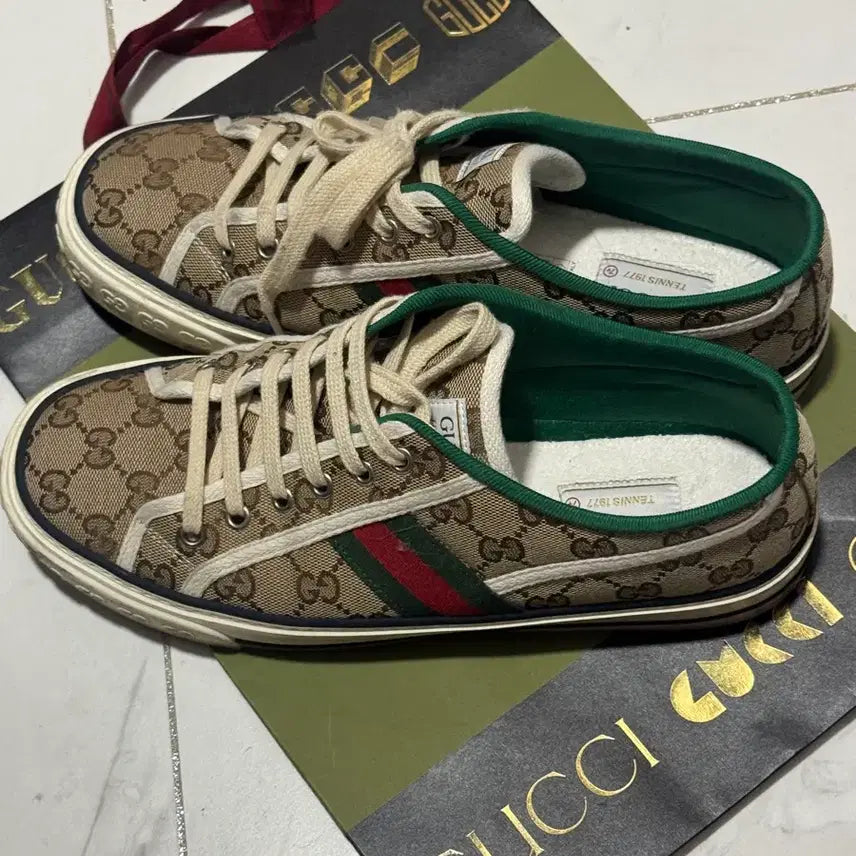 [BUNJANG] Gucci GG Tennis 1977 Sneakers Beige / 구찌 GG 테니스 1977 스니커즈 606111 HVK20 9766베이지