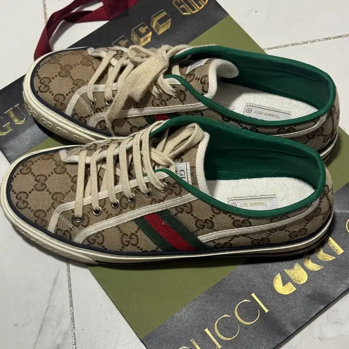 [BUNJANG] Gucci GG Tennis 1977 Sneakers Beige / 구찌 GG 테니스 1977 스니커즈 606111 HVK20 9766베이지