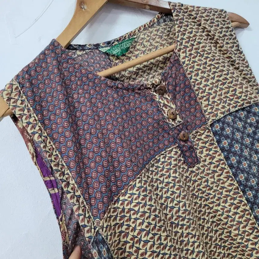 [BUNJANG] Sama Sama Patchwork Sleeveless Long Dress / Sama sama 패치워크 민소매 롱 원피스