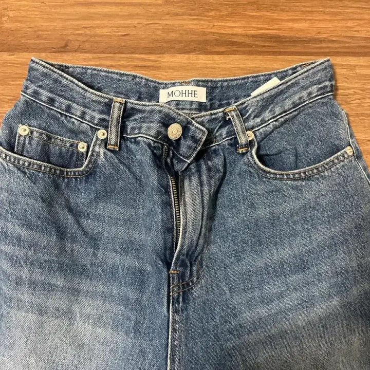 [BUNJANG] Mohe Denim Wide Leg Jeans (Medium Wash) / 모헤 데님 와이드 중청바지